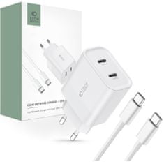 Tech-protect C20W sieťová nabíjačka 2x USB-C 20W + kábel USB-C, biela