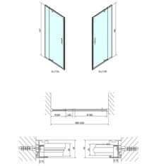 SAPHO EASY LINE sprchové dvere otočné 880-1020mm, číre sklo EL1715 - Sapho