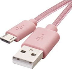 EMOS USB kábel 2.0 A/M - micro B/M 1m ružový