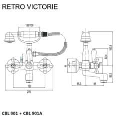 Mereo , Vaňová nástenná batéria, Retro Viktorie, 150 mm, s príslušenstvom, chróm, MER-CBL901