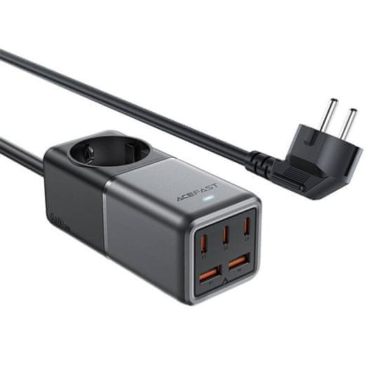 AceFast Sieťová nabíjačka/napájací pás Acefast Z2, GaN, 3xUSB-C, 2xUSB-A, 75W (čierna)