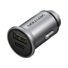 Vention USB-A, USB-C nabíjačka do auta Vention FFBH0 18/20W sivá