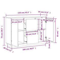 Petromila vidaXL Komoda 110x34x75 cm borovicový masív