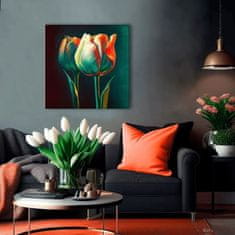 ARTMIE Dizajnová dekorácia na plátne Ráno s tulipánom | 60x60 cm