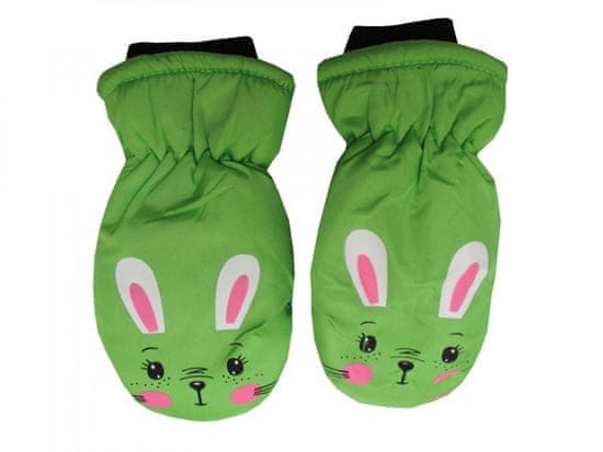 HolidaySport Detské zimné rukavice palčiaky C11-5 Zajačik zelená 2-4 roky