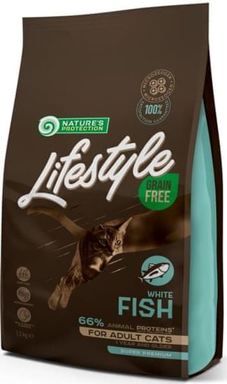 Nature's Protection Nature 'Protection Cat Dry LifeStyle GF Adult White Fish 1,5 kg