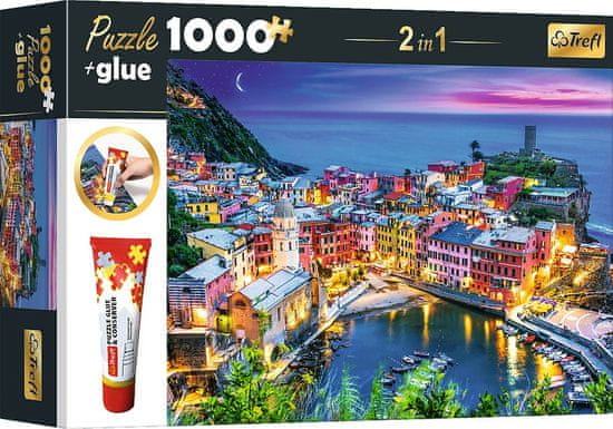 Trefl Sada 2v1 puzzle Vernazza, Ligúria, Taliansko 1000 dielikov s lepidlom