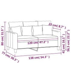 Petromila vidaXL 2-miestna pohovka hnedá 120 cm látka