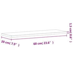 Vidaxl Nástenná polica 60x20x1,5 cm masívny buk