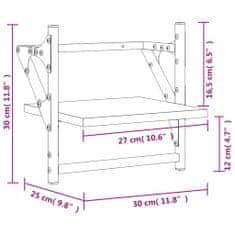 Vidaxl Nástenné police s tyčami 2 ks čierne 30x25x30 cm