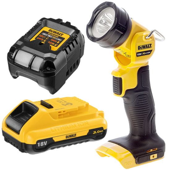 DeWalt Nabíjacia LED baterka DCL040 18V 165lm + 1x3Ah + nabíjačka