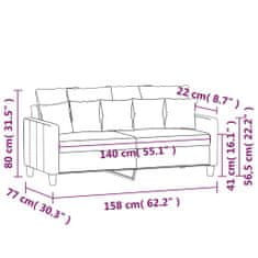 Petromila vidaXL 2-miestna pohovka bledosivá 140 cm látka