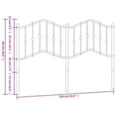 Vidaxl Kovové čelo postele, biele 150cm