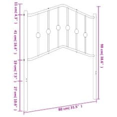 Vidaxl Kovové čelo postele čierne 75 cm