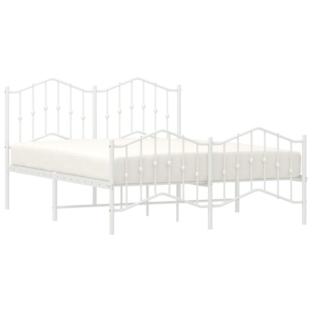 Vidaxl Kovový rám postele s predným a zadným čelom biely 140x190 cm