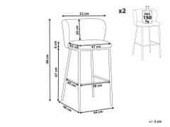 Beliani Sada 2 barových stoličiek s buklé čalúnením biela MINA
