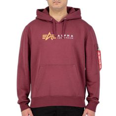 Alpha Industries  Pánska Mikina LABEL - Hoodie Bordová L