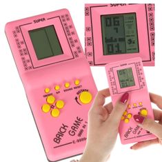 WOWO Ružová Elektronická Vrecková Konzola Tetris 9999in1 - Retro Hra