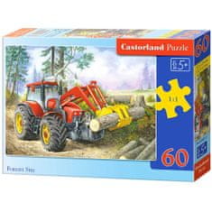 WOWO Puzzle CASTORLAND Forest Site - Traktor s Drapákom, 60 Dielikov, pre Deti 5+ Rokov