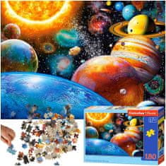 WOWO Puzzle CASTORLAND 180 Dielikov - Planéty a ich Mesiace, Vhodné pre Deti 7+ Rokov