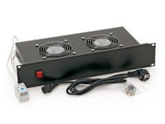 Triton 19" horiz.vent.j.2xVent.-220V/30W termost.2U čierna