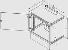 Triton Rack 19&quot; jednodielny 4U/400mm presklené dvere, šedý