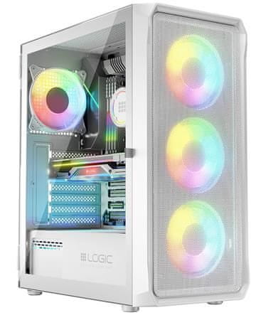 LOGIC PC skriňa Portos ARGB MIDI 1x USB 3.0, 2x USB 2.0 + audio, biela, bez zdroja
