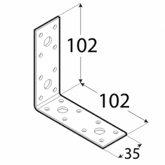 STREFA Spojovací uholník KL 6, 102x102x35 - balenie po 1 ks