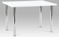 Autronic Jedálenský stôl 120x75 cm, chróm / vysoký lesk biely AT-1914B WT