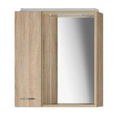 AQUALINE ZOJA/KERAMIA FRESH galerka s LED osvetlením, 60x60x14cm, ľavá, dub platín 45027 - Aqualine