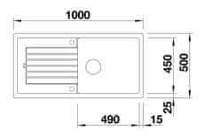 BLANCO Blanco Zia XL 6 S, silgranitový drez 1000x500x190 mm, 1-komorový, antracitová, BLA-517568