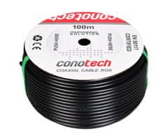 sapro Koaxiálny kábel CONO-TECH RG6 NS100TRI, 1mm, CU/AL, Trishield, PE, 6,8mm, GEL 100m, fólia, čierny