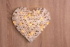 Dekorácia MagicHome Vianoce Rattan Metal Heart, 15 LED, 3xAA, IP20, interiér, 30x6 cm