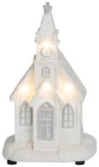 Dekorácia MagicHome Vianoce, Kostol biely, 4 LED teplá biela, 2xAAA, interiér, 10x9x17 cm, Sellbox 12 ks (12 ks)