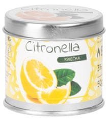 Sviečka Citronella, repelentná, plechová dóza, 50 g, 55x55 mm, Sellbox 12 ks (12 ks)