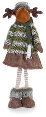 Postavička MagicHome Vianoce, Sob dievčatko v sukni, látkový, zeleno-hnedý, 21x14x62 cm