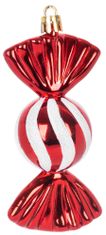 Ozdoba MagicHome Vianoce, sada, 4 ks, 11,5 cm, cukríky, červené, na vianočný stromček
