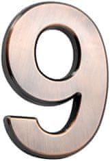 Číslo MagicHome "9" domové, s lepiacou páskou, bronzové, popisné, 70x100 mm, ABS