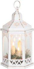 Lampáš MagicHome Vianoce Morocco, 3xLED sviečky, biely, 3xAAA, plast, časovač, 18x15x32 cm