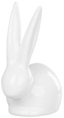 Dekorácia MagicHome, Zajačik s dlhými ušami, biely, porcelán, veľkonočný, 10,1x6,5x13,1 cm