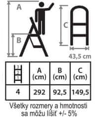 Strend Pro Schodíky Strend Pro LFT160 4 stupienkové stupadlo, oceľové, EN14183, nosn. 150 kg