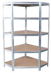 Regál Racks RAT80, do kúta, rohový, kovový, MDF, 5 políc, 180x90x40 cm, max. 150 kg/polica