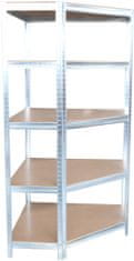 Regál Racks RAT80, do kúta, rohový, kovový, MDF, 5 políc, 180x90x40 cm, max. 150 kg/polica