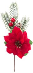 Vetvička MagicHome Vianoce, s kvetom poinsettia, červená, 22 cm (6 ks)