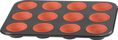 Forma MagicHome, na pečenie, na 12 muffinov, plech, so silikónovými formami, 35x26,5x3 cm