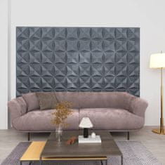 Vidaxl 3D nástenné panely 12 ks 50x50 cm, origami, sivé 3 m²