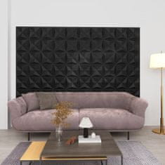Vidaxl 3D nástenné panely 48 ks 50x50 cm, origami, čierne 12 m²
