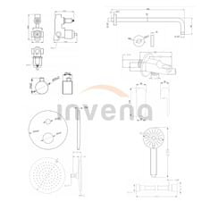 Invena Podomietkový set 2-cestná nástenná batéria siros , round, number 13 bs-(90-013-A)