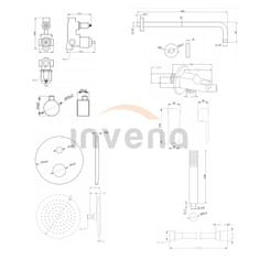 Invena Podomietkový set 2-cestná nástenná batéria siros 012 (BS-90-012-A)