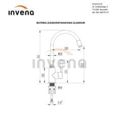 Invena Drezová batéria glamour flexibilný výtok, čierna / zlato (BZ-02-L17-V)